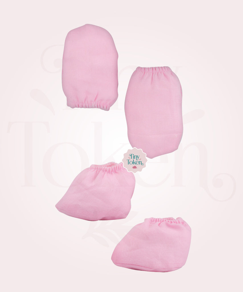 Mitten Set Plain Elastic | Pink